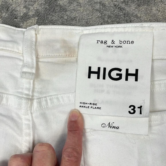 NWT Rag & Bone Nina High Rise Ankle Flare Jeans White Raw Hem Sz 31 - Picture 14 of 15